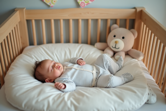 Bébé de 6 mois dormant paisiblement dans un berceau moderne