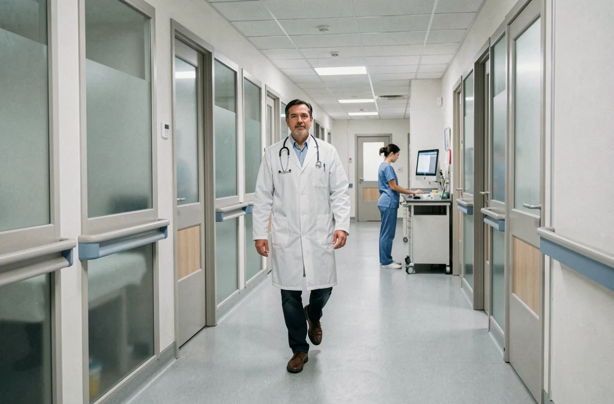 Couloir du service pédiatrique au centre hospitalier du Havre