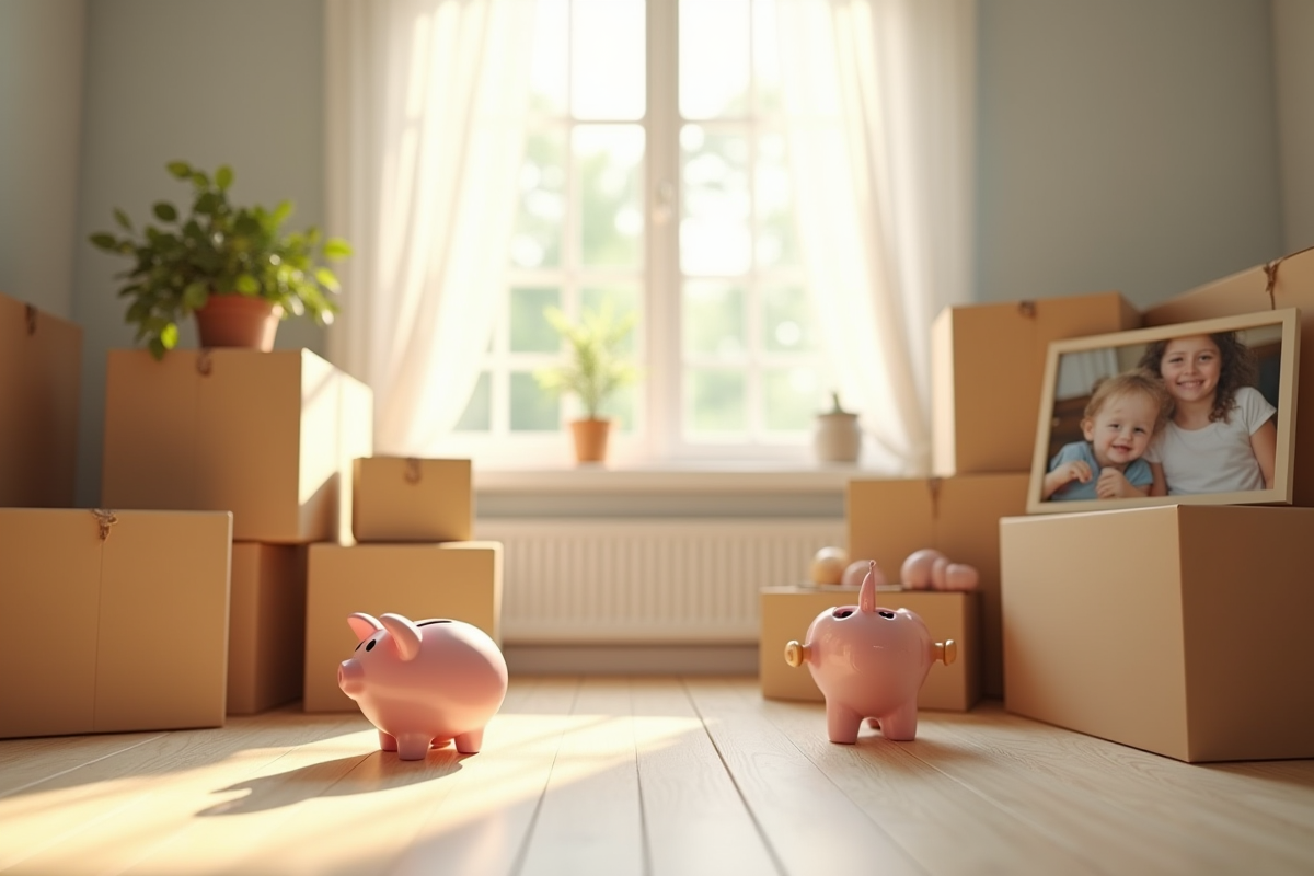 Chambre d enfants divisée par des cartons de déménagement