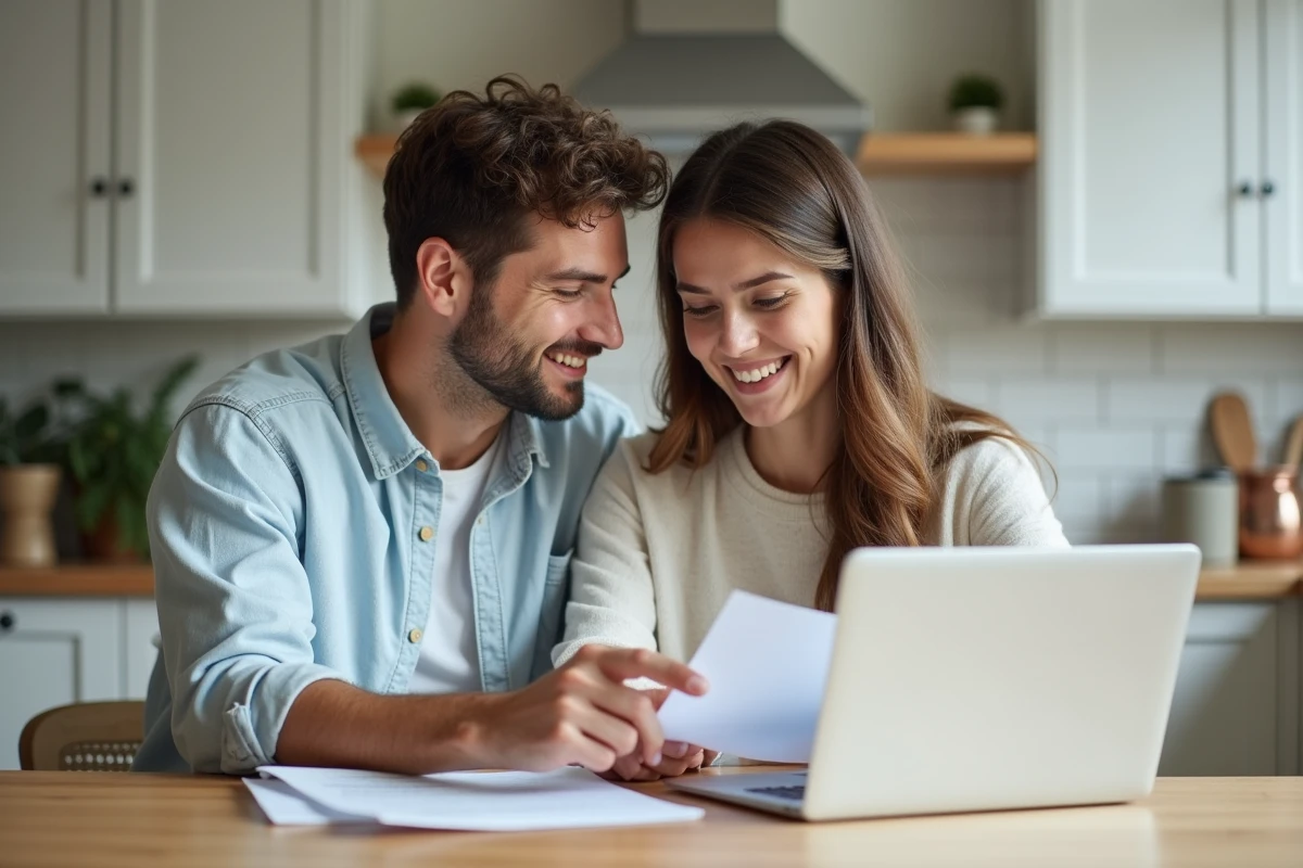 Couple comparant une lettre et un email pour choisir le format de leur demande de congé parental