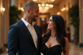 Couple élégant lors d'une soirée, illustrant la relation amoureuse de John Cena avec sa femme