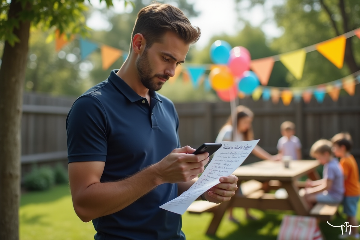 Père vérifiant la liste d