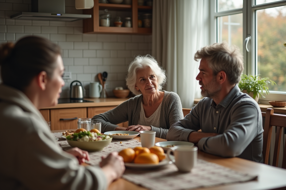 Famille multigeneration autour d une table de repas